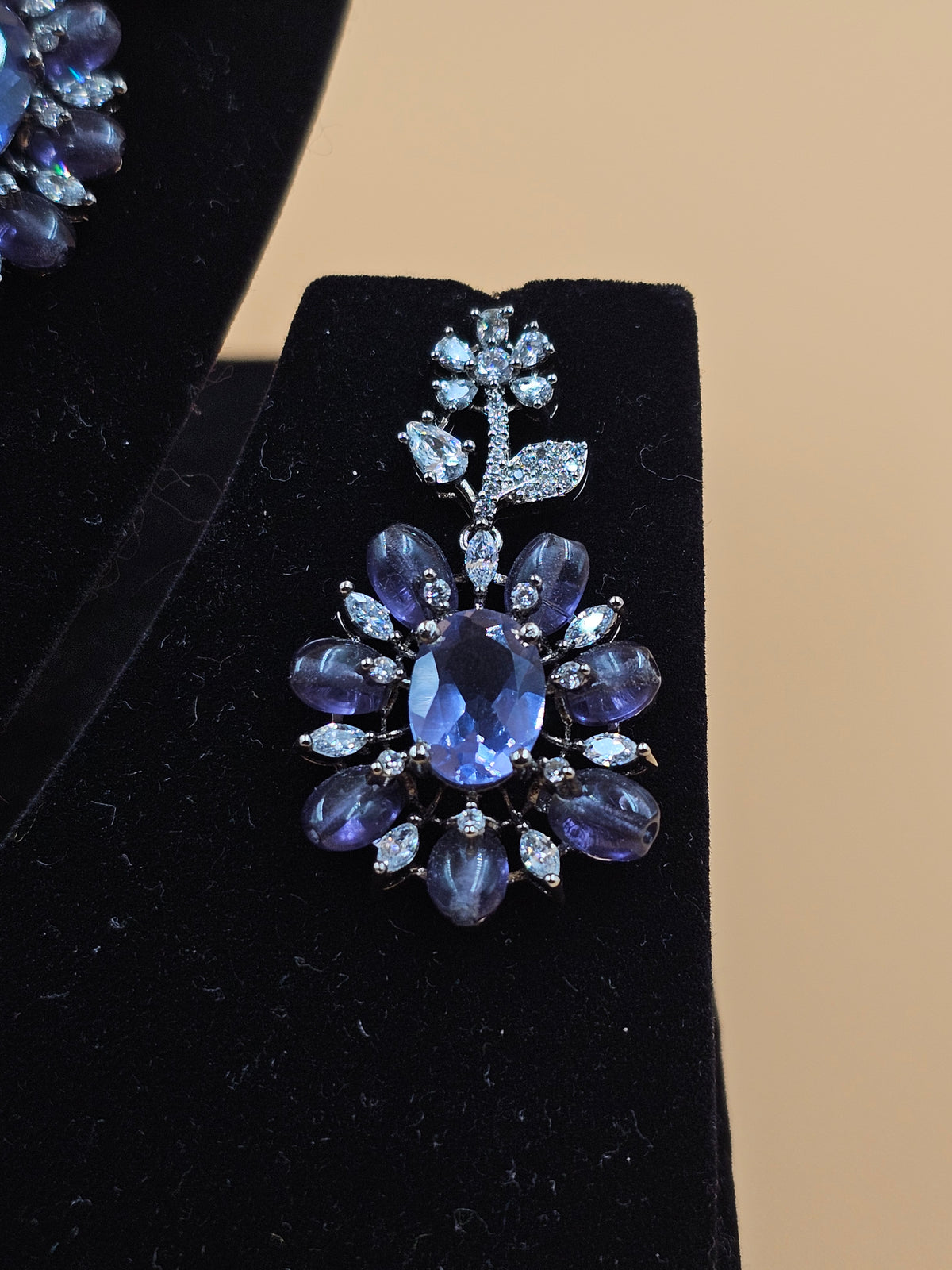 Royal Blue Floral Crystal Necklace Set