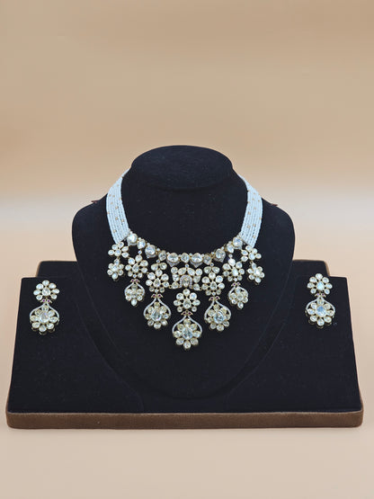 Elegant Floral Kundan Necklace Set