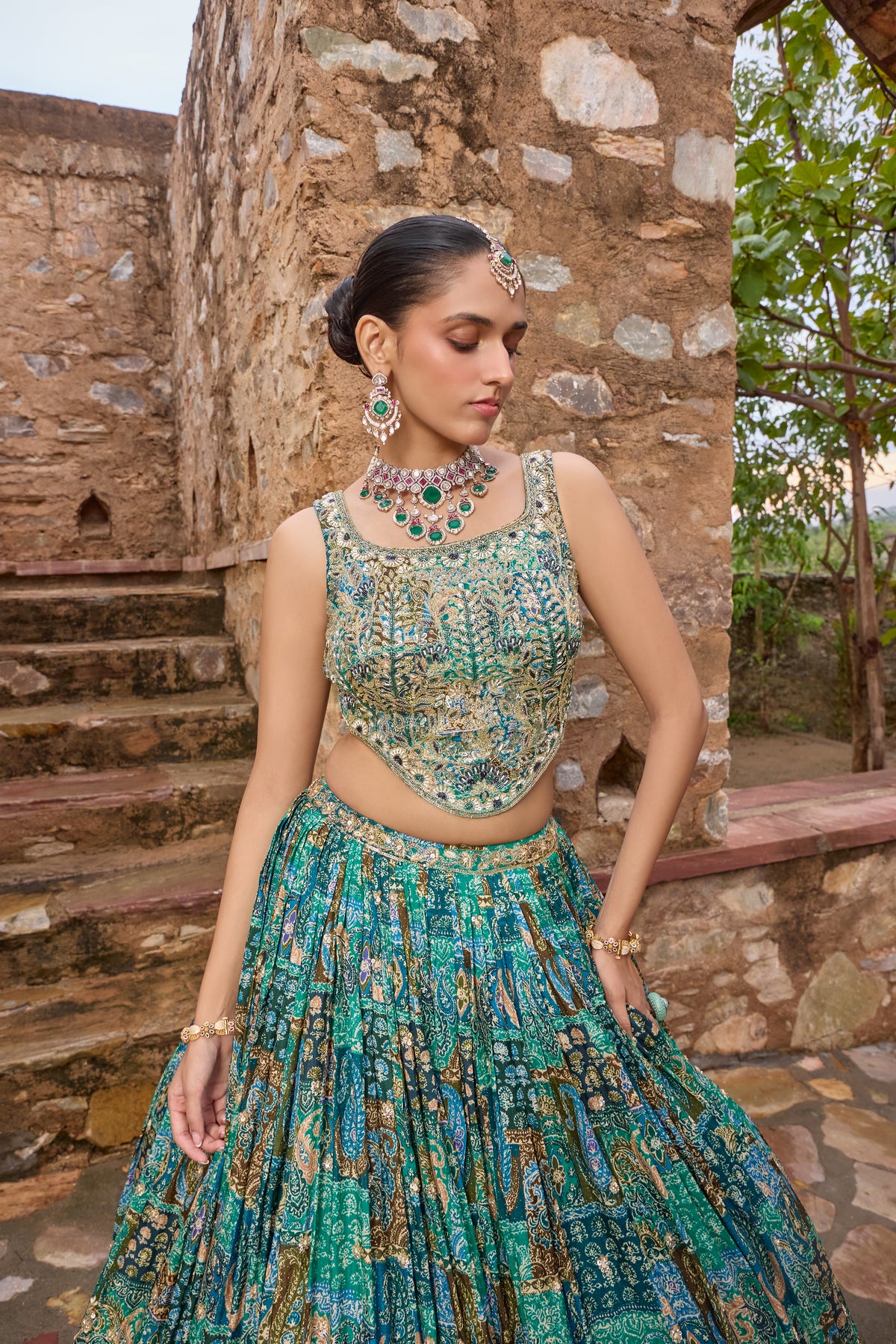 Madhuri lehenga set, front view