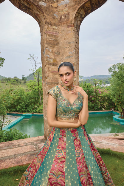 Mishty lehenga, embroidered blouse detail